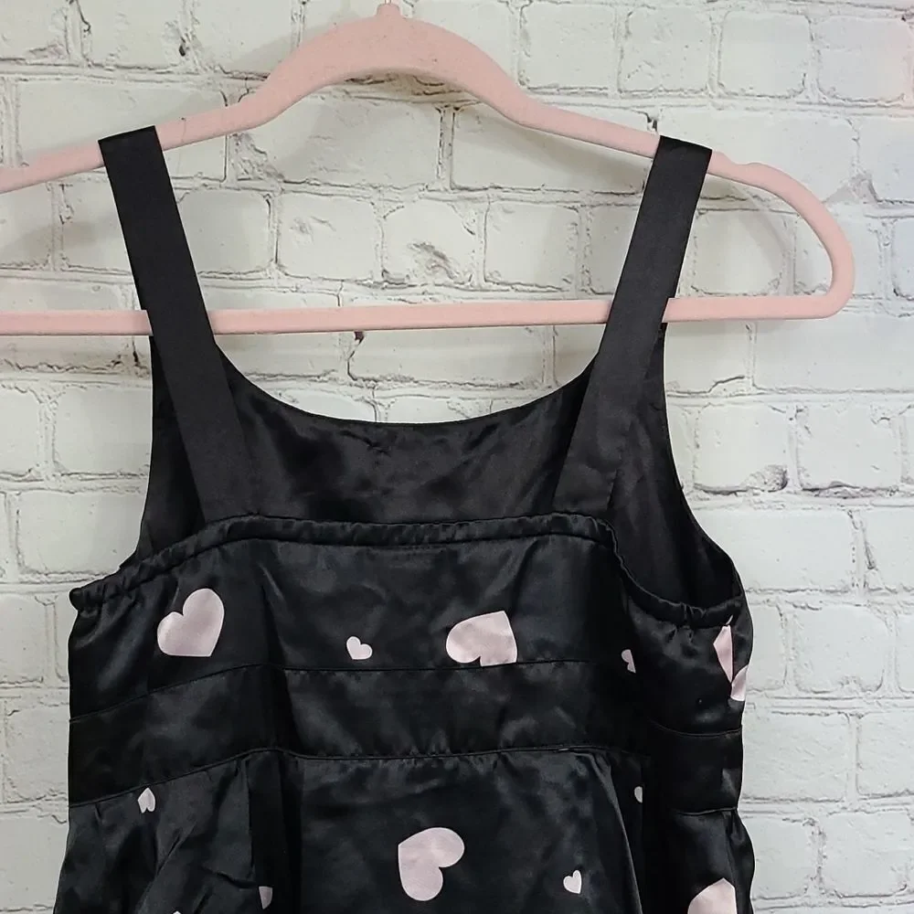 Justice Girls Heart Print Tiered Party Dress Black Pink Fit & Flare 14 Occasion